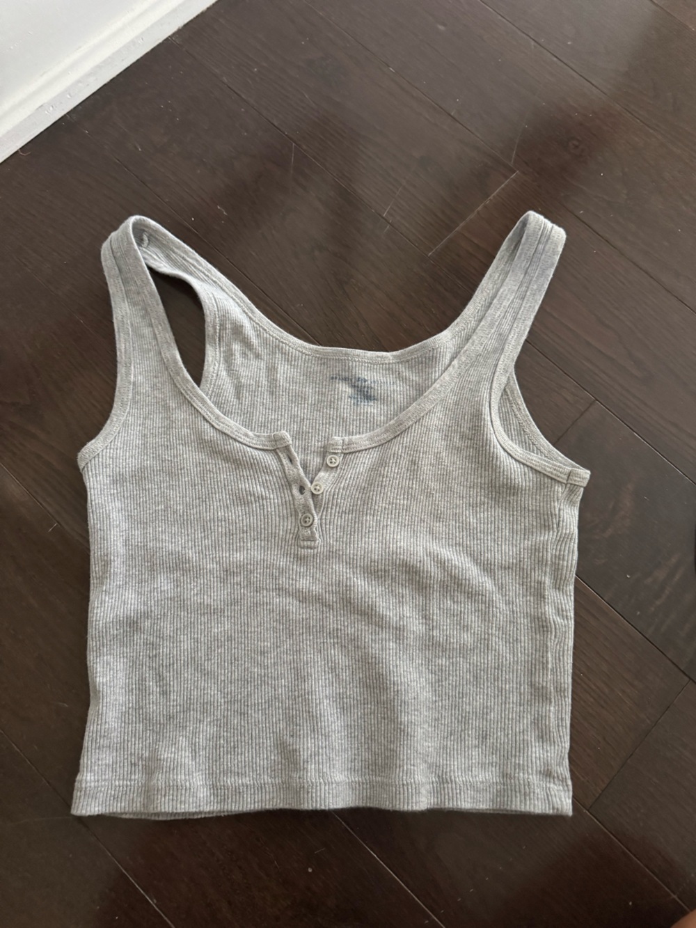 brandy cropped grey henley tank